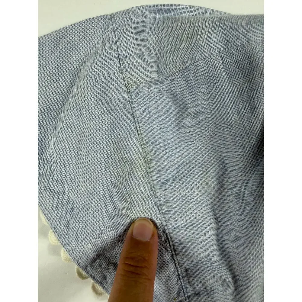 Mini Baby Boden Chambray Bonnet Blue White 6-12 Months